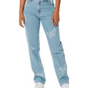 Hollister 28/31 ultra high rise Dads jeans light wash butterfly print 5 pocket